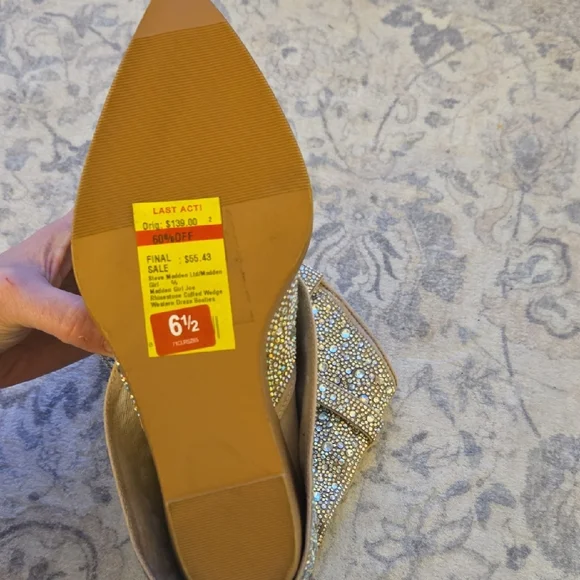 Steve Madden Gold Crystal Embellished Mid-Calf Boot - Picture 2 of 2